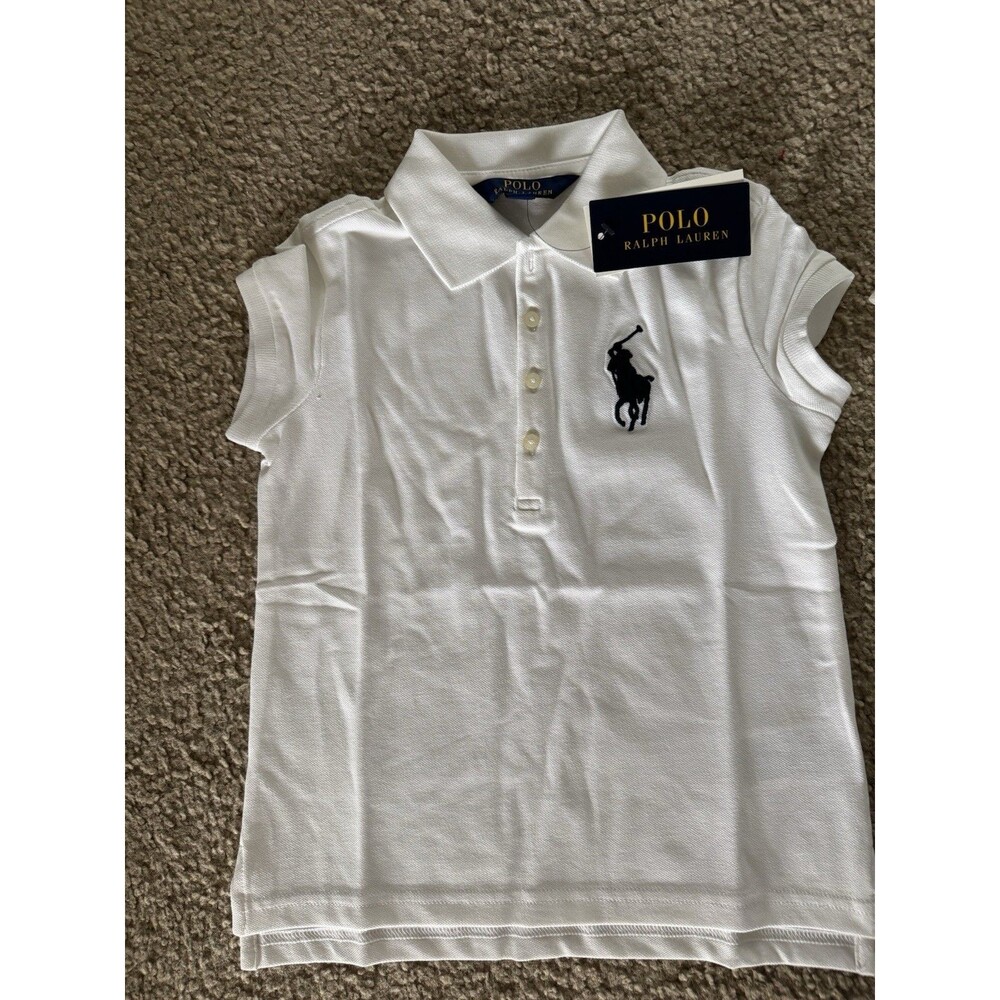 Ralph Lauren Girls Size 6X White Polo Shirt Short Sleeve Embroidered Logo